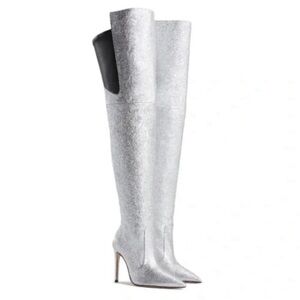 Good American silver high thigh boots brand new